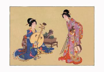 Geisha Musicians 28x42 Giclee on Canvas