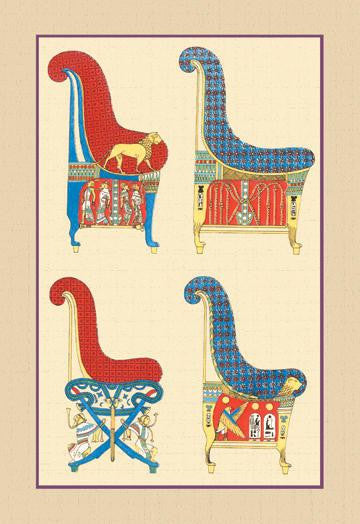 Ancient Egyptian Chairs 28x42 Giclee on Canvas