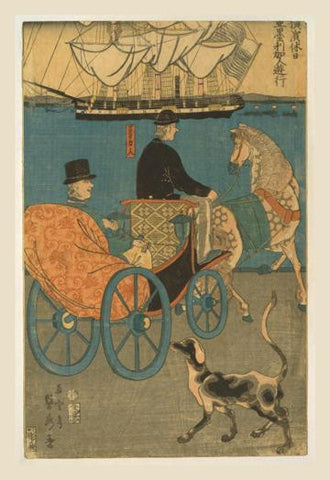 Americans Enjoying Sunday in Yokohama 28x42 Giclee on Canvas