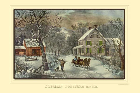 American Homestead Winter 28x42 Giclee on Canvas