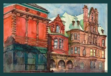 Victorian Homes 28x42 Giclee on Canvas