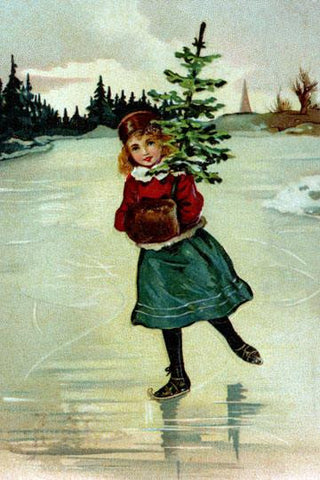 Christmas Ice Skate 28x42 Giclee on Canvas