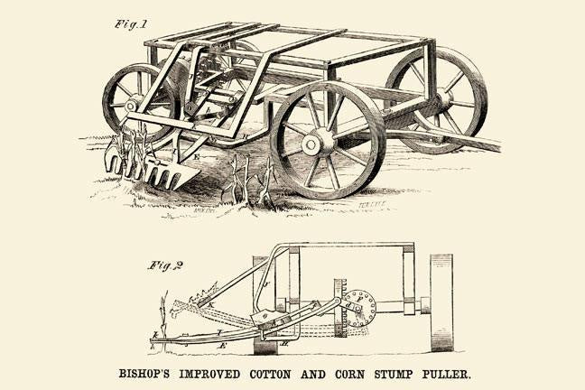 Bishop&#39;s Improved Cotton and Corn Stump Puller 28x42 Giclee on Canvas