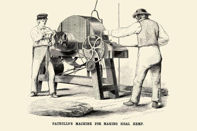 Patrullo&#39;s Machine for Making Sisal Hemp 28x42 Giclee on Canvas