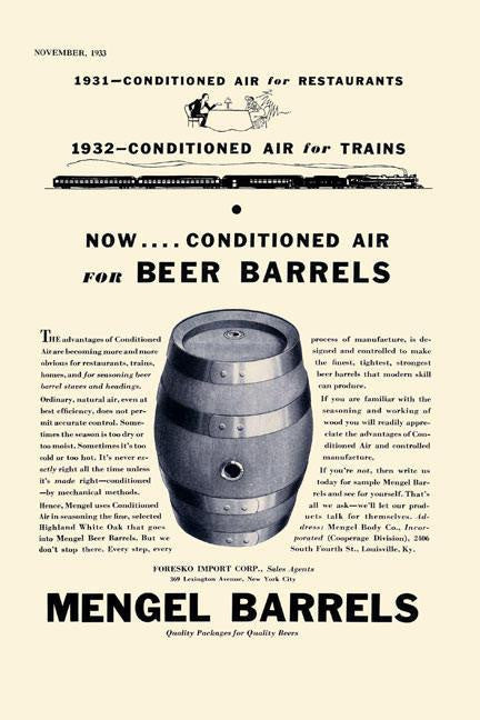 Mengel Beer Barrels 28x42 Giclee on Canvas