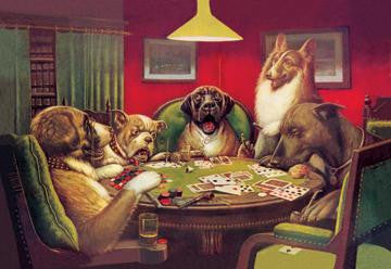 Dog Poker - Stun  Shock & the Win 12x18 Giclee on canvas