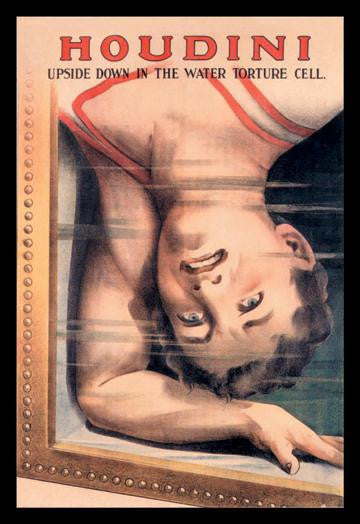 Houdini: Upside Down in the Water Torture Cell 12x18 Giclee on canvas