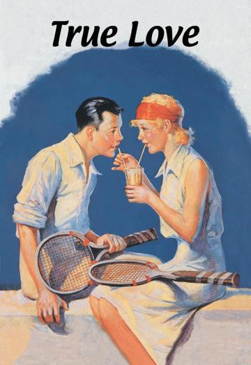 True Love: Sharing a Milkshake After Tennis 12x18 Giclee on canvas