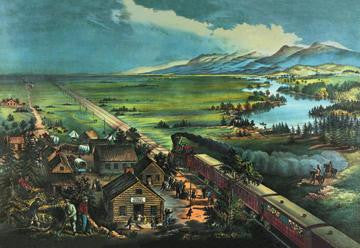 Trains Opening the Great American Plains 12x18 Giclee on canvas