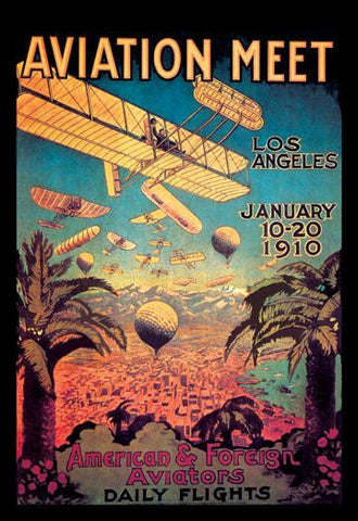 Aviation Meet in Los Angeles 12x18 Giclee on canvas