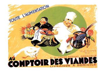 Au Comptoir des Viandes 12x18 Giclee on canvas