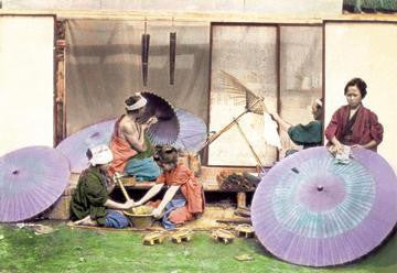 Making Umbrellas 12x18 Giclee on canvas