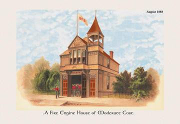 A Fire Engine House at Moderate Cost 12x18 Giclee on canvas