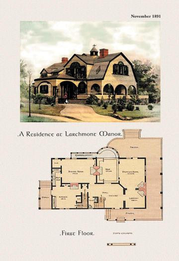 A Residence at Larchmont Manor 12x18 Giclee on canvas