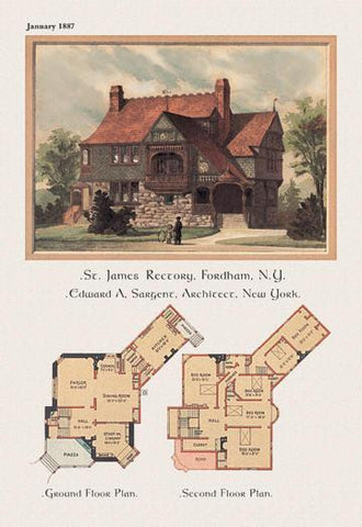 St. James&#39; Rectory  Fordham  New York 12x18 Giclee on canvas