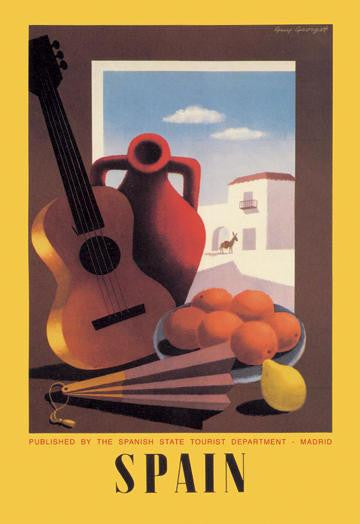 Spain: Guitar and Oranges 12x18 Giclee on canvas