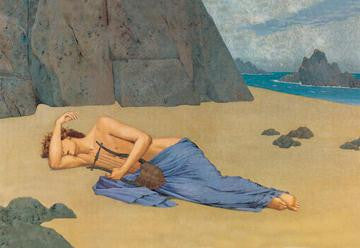 Lyrist Asleep on Beach 12x18 Giclee on canvas