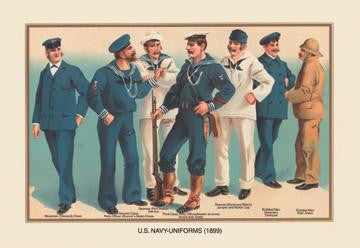 U.S. Navy Uniforms 1899 #2 12x18 Giclee on canvas