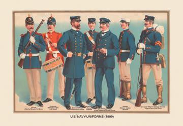 U.S. Navy Uniforms 1899 #3 12x18 Giclee on canvas