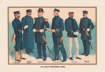 U.S. Navy Uniforms 1899 #1 12x18 Giclee on canvas