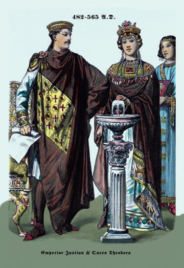 Emperor Justinian and Queen Theodora 482-565 12x18 Giclee on canvas