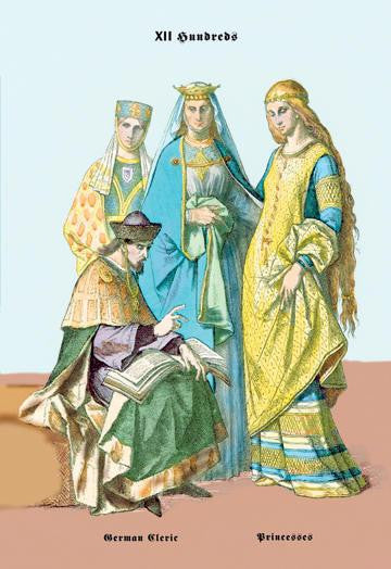 German Cleric and Princesses  13th Century 12x18 Giclee on canvas