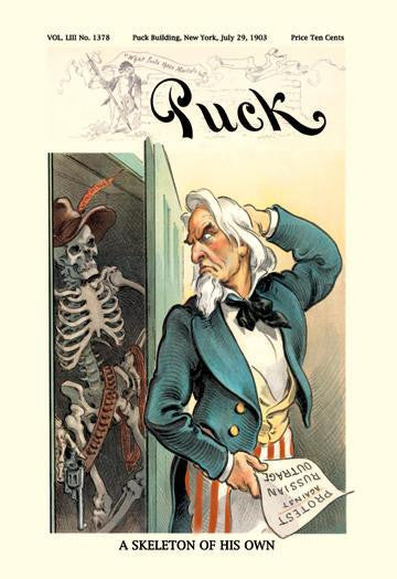 Puck Magazine: A Skeleton of His Own 12x18 Giclee on canvas