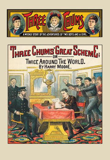 Three Chums: The Great Scheme  or Twice Around the World 12x18 Giclee on canvas