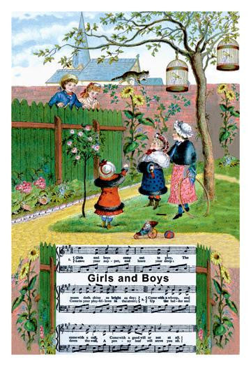 Girls and Boys 12x18 Giclee on canvas