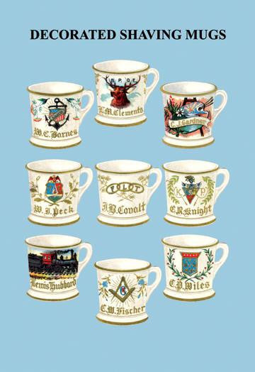 Decorated Shaving Mugs #3 12x18 Giclee on canvas