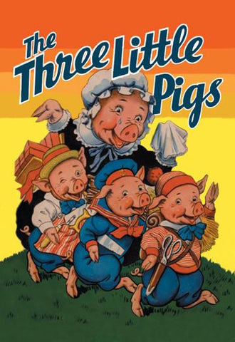 The Three Little Pigs 12x18 Giclee on canvas