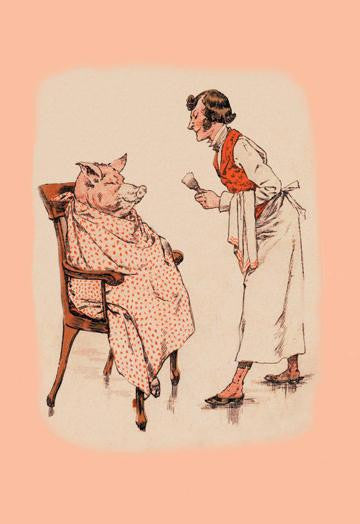 Shaving the Pig 12x18 Giclee on canvas