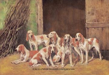 Porcelaine or Franche Comet Hounds 12x18 Giclee on canvas