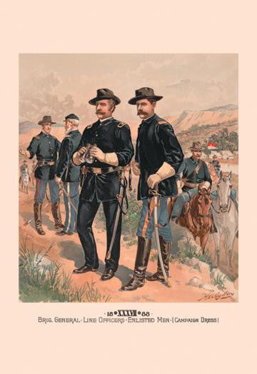 Brig. General  Line Officers  Enlisted Men (Campaign Dress) 12x18 Giclee on canvas