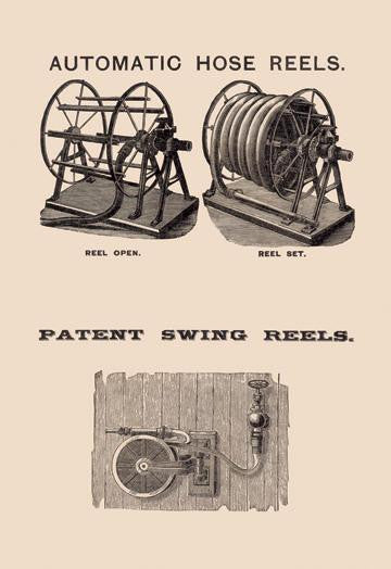 Automatic Hose Reels and Patent Swing Reels 12x18 Giclee on canvas