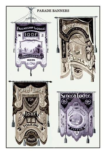 Odd Fellows: Parade Banners: Ohio and Massachusetts 12x18 Giclee on canvas