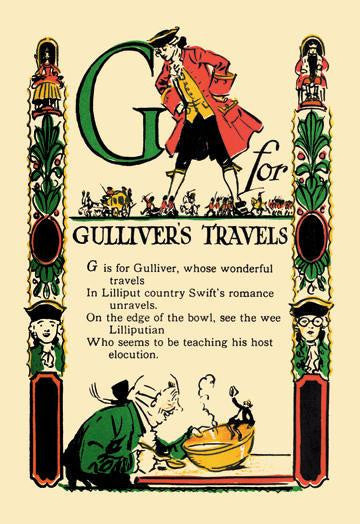 G for Gulliver&#39;s Travels 12x18 Giclee on canvas