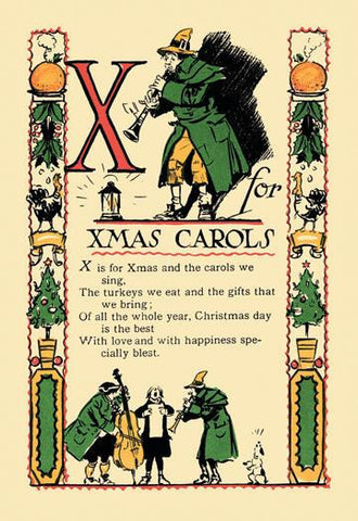 X for X-Mas Carols 12x18 Giclee on canvas