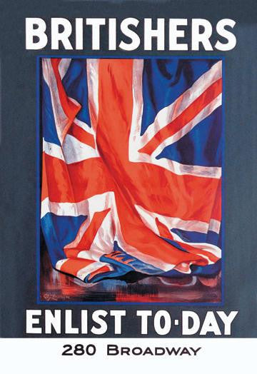 Britishers: Enlist To-Day 12x18 Giclee on canvas