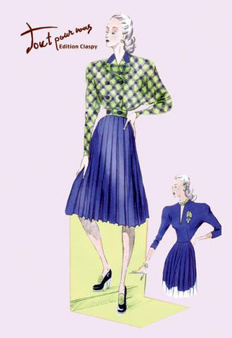 Pleated Dress with Plaid Jacket 12x18 Giclee on canvas