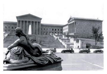 Statue in Front of Philadelphia Museum of Art 12x18 Giclee on canvas