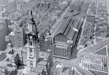 Sky View of City Hall  Philadelphia  PA 12x18 Giclee on canvas