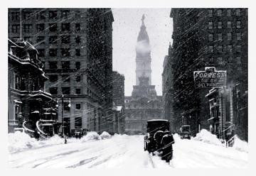 Snow at City Hall  Philadelphia  PA 12x18 Giclee on canvas