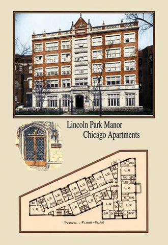 Lincoln Park Manor  Chicago Apartments 12x18 Giclee on canvas