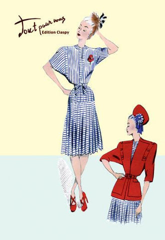 Pleated Sailor Dress with Jacket 12x18 Giclee on canvas