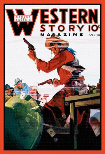 Western Story Magazine: The Card Game 12x18 Giclee on canvas