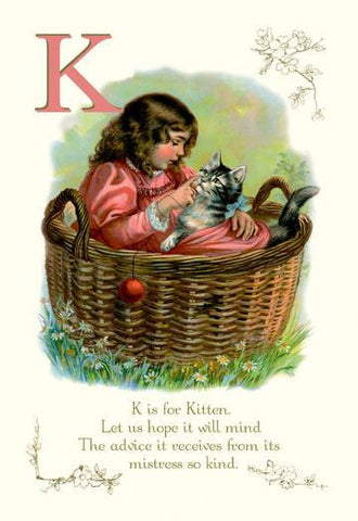 K is for Kitten 12x18 Giclee on canvas