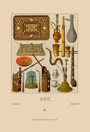 Asian Smoking Implements 12x18 Giclee on canvas