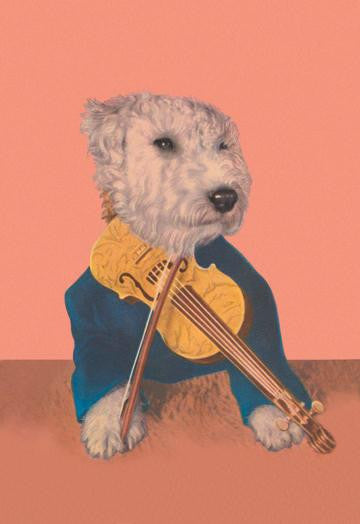 Dog with Violin 12x18 Giclee on canvas