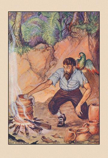 Robinson Crusoe: I Wanted No Sort of Earthenware 12x18 Giclee on canvas